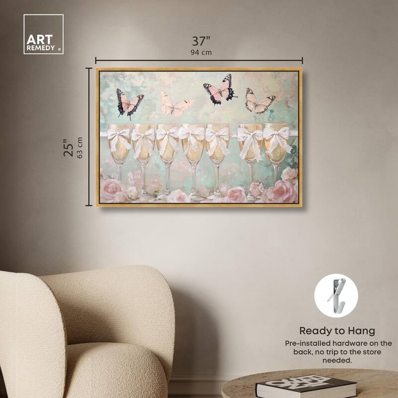 Champagne Mint and Pink Glass Canvas by Art Remedy