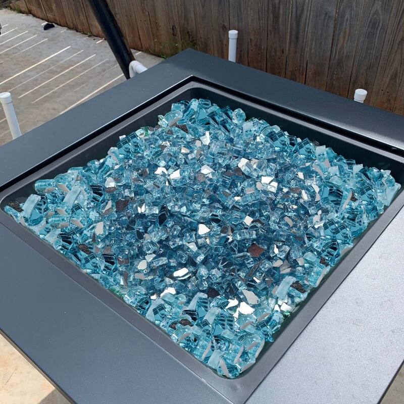 Aqua Blue Tempered Crushed Fire Glass 10 lbs. Heat-Resistant Decor - 1/2 inch