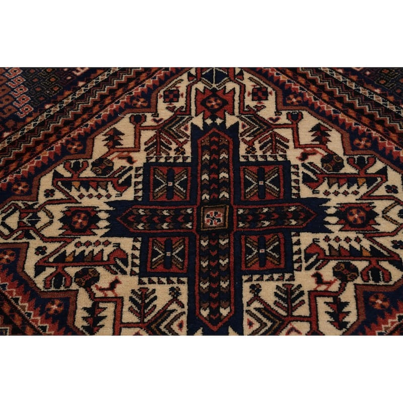 Hand Knotted Oriental 100% Wool Carpet Traditional Tribal Beige & Ivories Afshar Area Rug - 6' 4'' X 4' 10''
