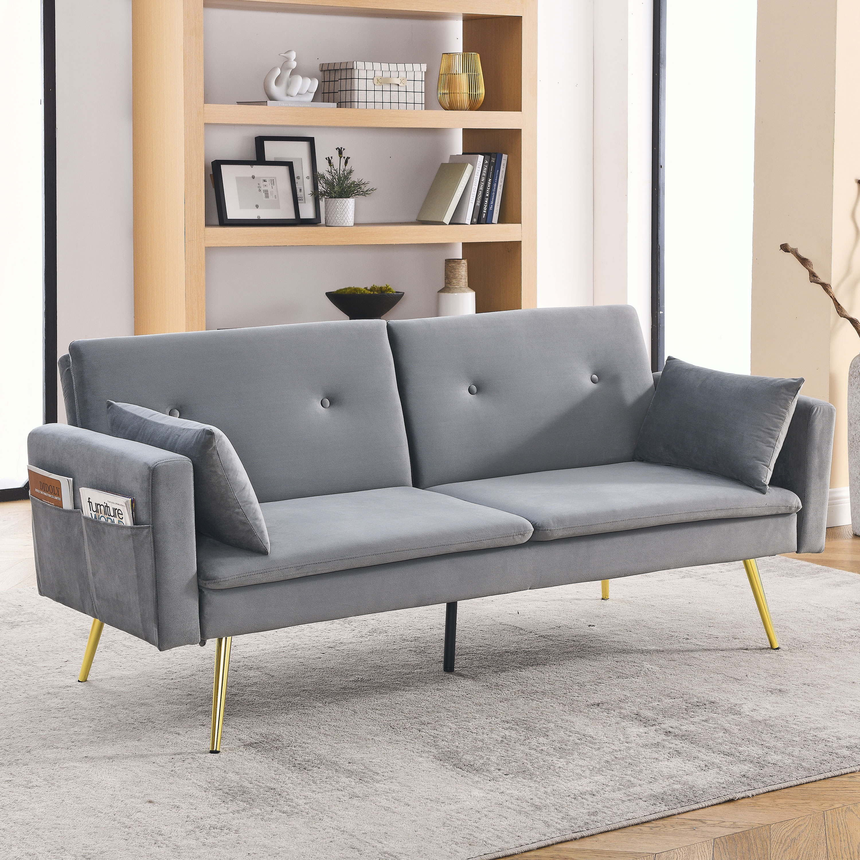 Velvet Folding Sleeper Sofa Bed 72.5