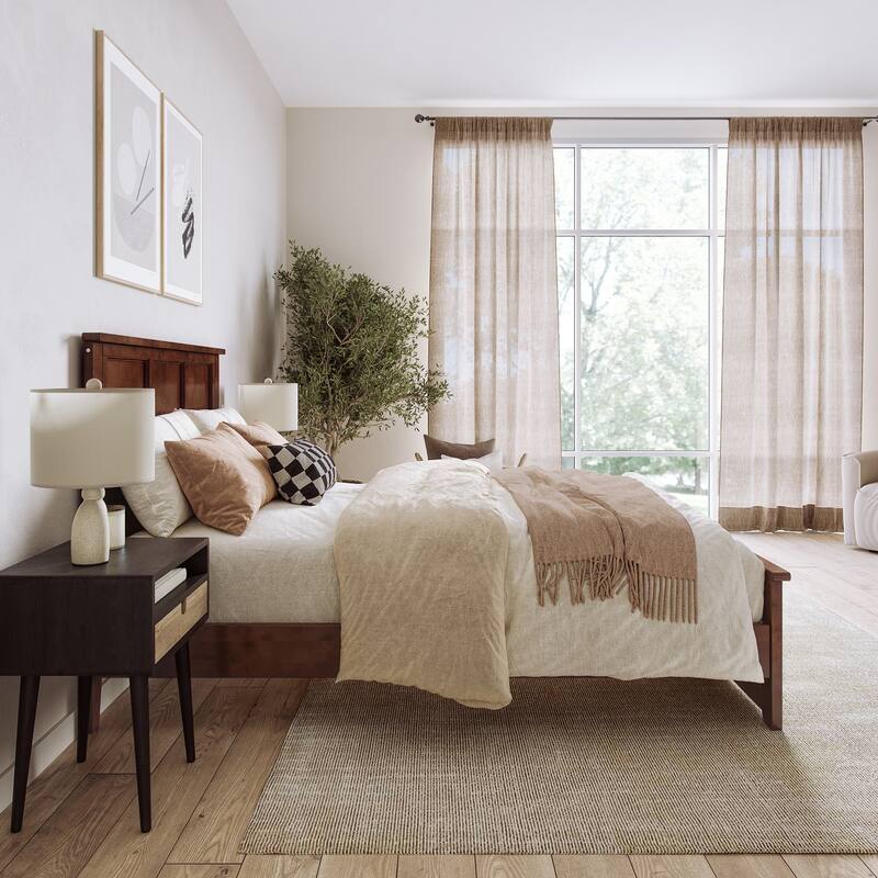 Charlotte Solid Wood Low Profile Platform Bed with Matching Footboard