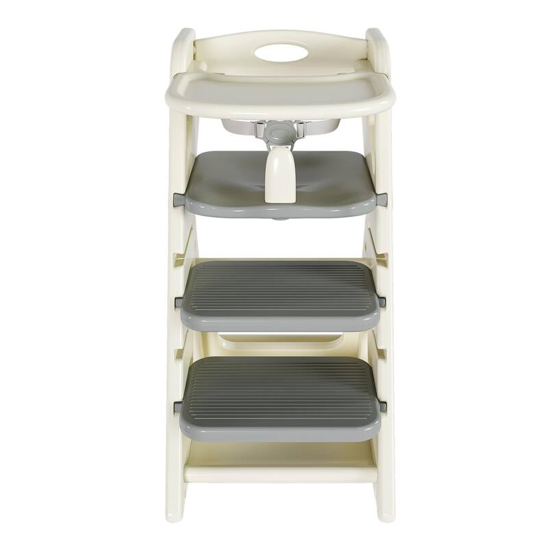 Multi Functional Growing Up Dining Chair,Adjustable Height Toddler Tower,Five-Point Seat Belts And A Movable Large Dinner Plate