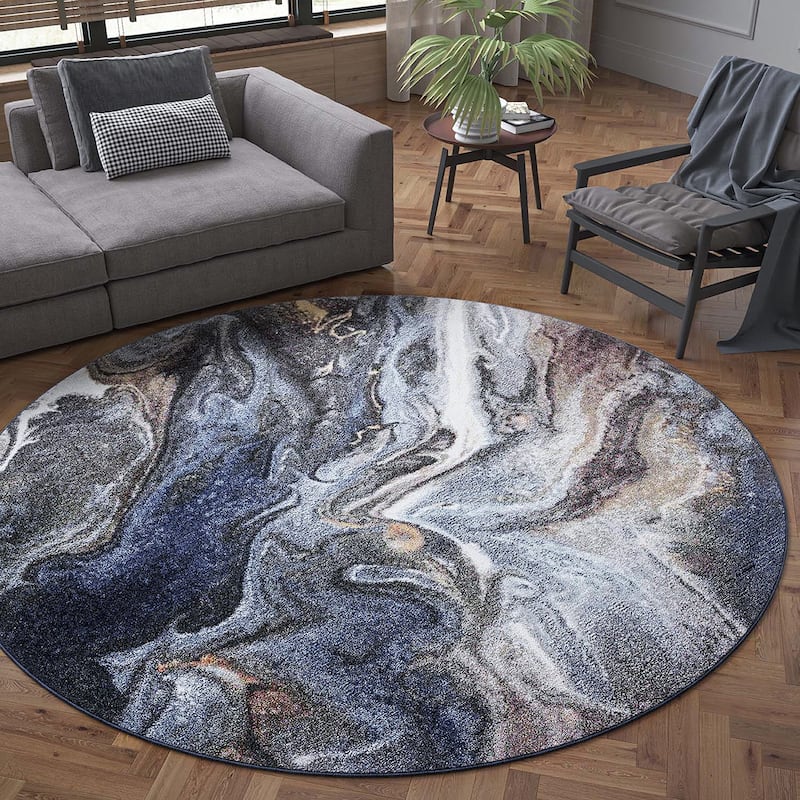 Rayna Industrial Abstract Indoor Area Rug - 3'11'' x 5'3'' - Navy