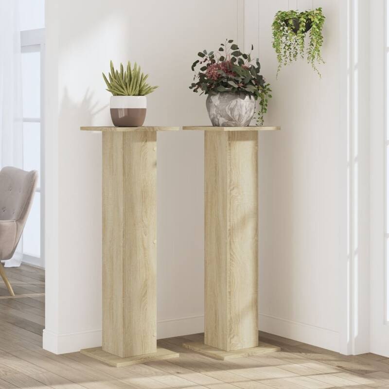 vidaXL Plant Stand Sonoma Oak Engineered Wood Large Decorative Inlays - 11.8 x 11.8 x 37.4 in
