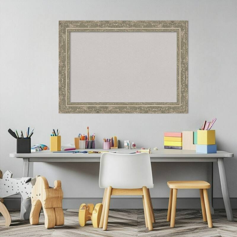 Filigree Silver Framed Cork Board - Bulletin Board, Organization Board, Pin Board