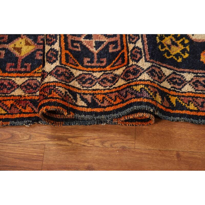 Tribal Anatolian Turkish Vintage Runner Rug Hand-Knotted Wool Carpet - 3'4"x 11'3"