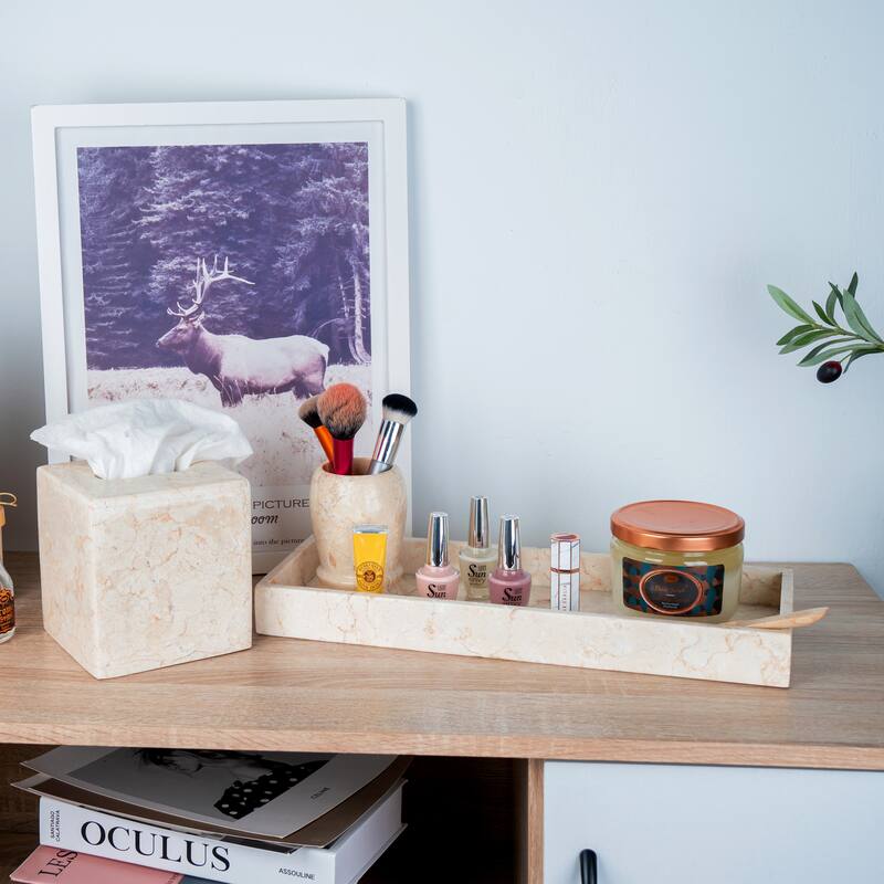 Creative Home Champagne Marble Vanity Tray - Beige