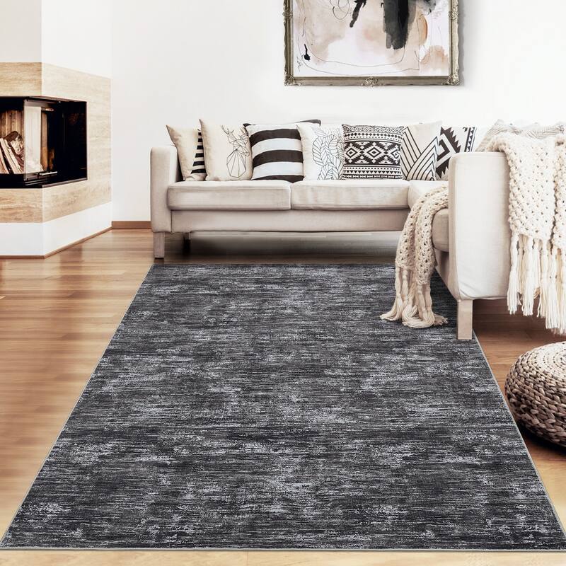 Rugs for Living Room Modern Abstract Area Rug Non-Slip Low Pile Accent Rug Soft Foldable Solid Rug