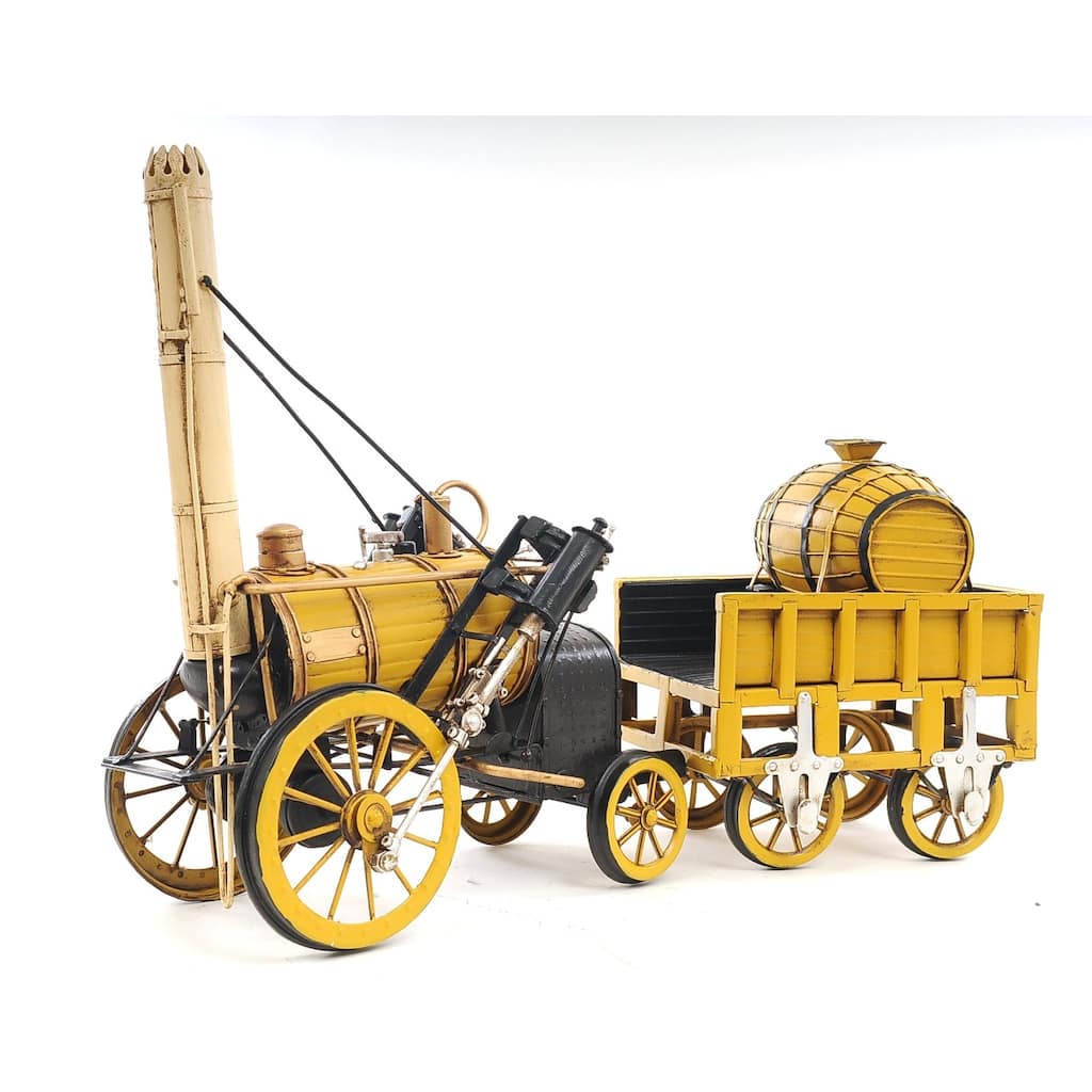 c1829 Yellow Rocket Steam Engine Model Sculpture - 5 x 18 x 12.5