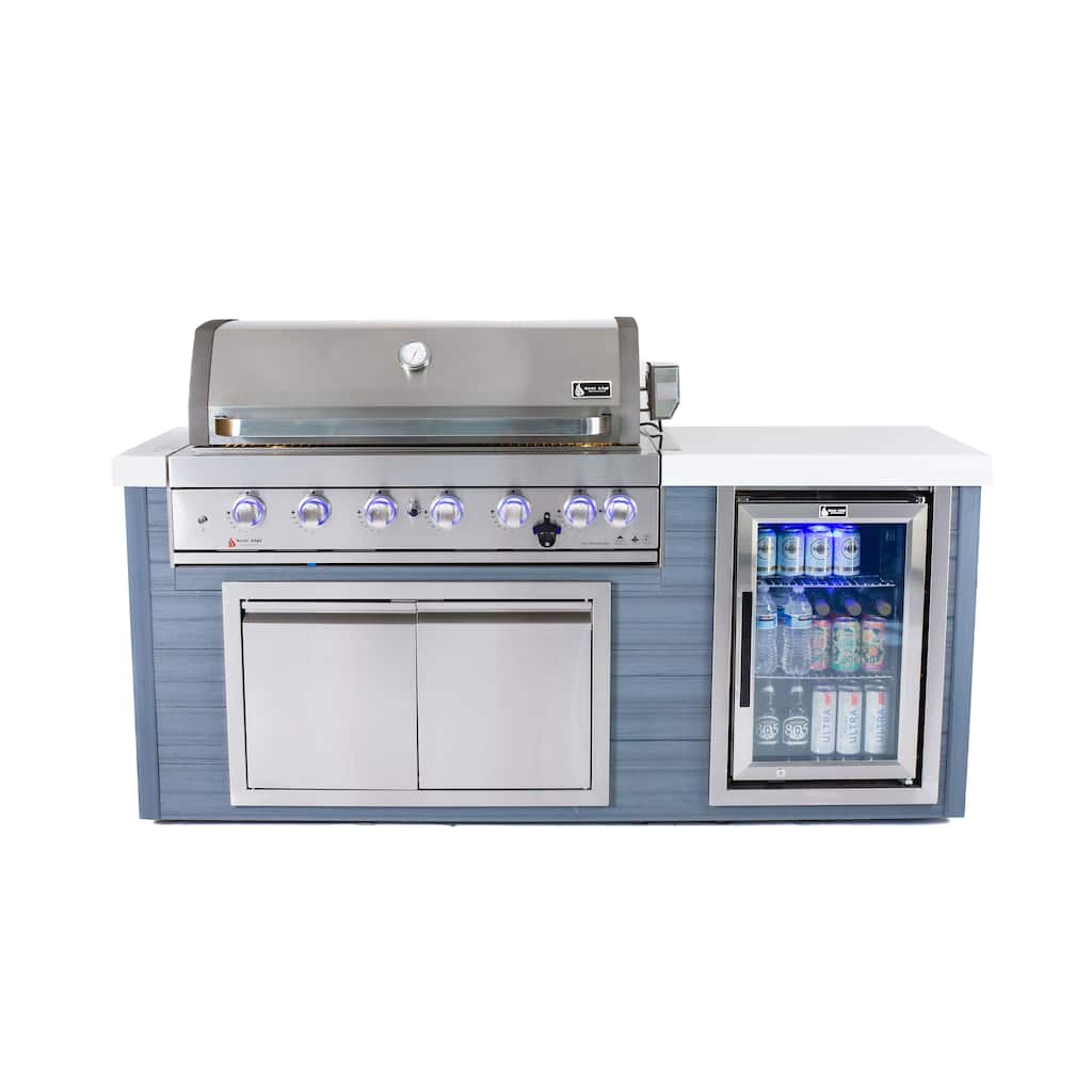 Mont Alpi MA805-AW Artwood Polyethylene Frame 6-burner 44-inch Stainless Steel Outdoor Kitchen Island Grill + Refrigerator - N/A