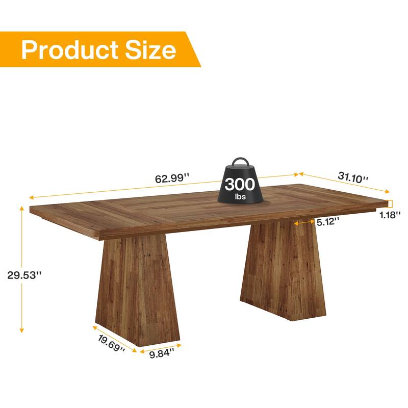 63-inch Rustic Wooden Dining Table for 4