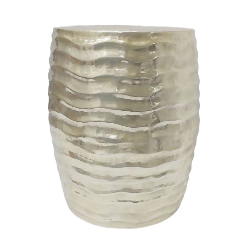 Metal Side Table Wavy Textured Base Narrow End Design - 18" Gold - 15.75" x 15.75" x 18.25"