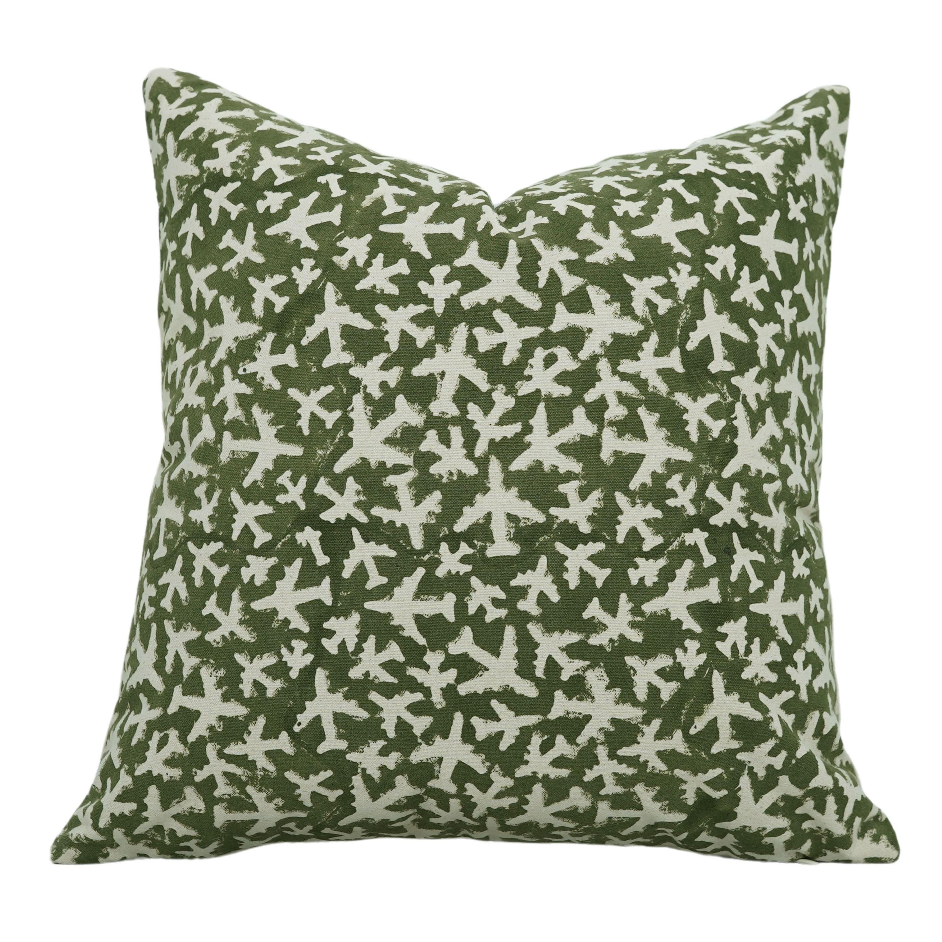 Fabdivine Green Cotton Block Print Pillow Cover Boho Home Accent, Pushpak VIman