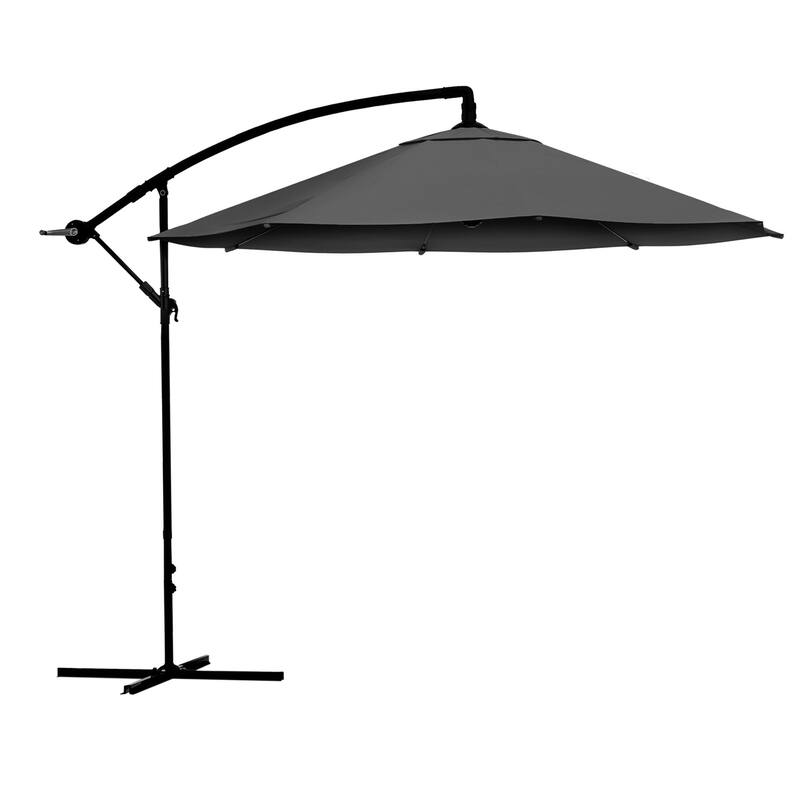 10ft Offset Patio Umbrella - 8ft Tall Hanging Cantilever Umbrella - Fade-Resistant Shade Umbrella by Pure Garden (Gray)