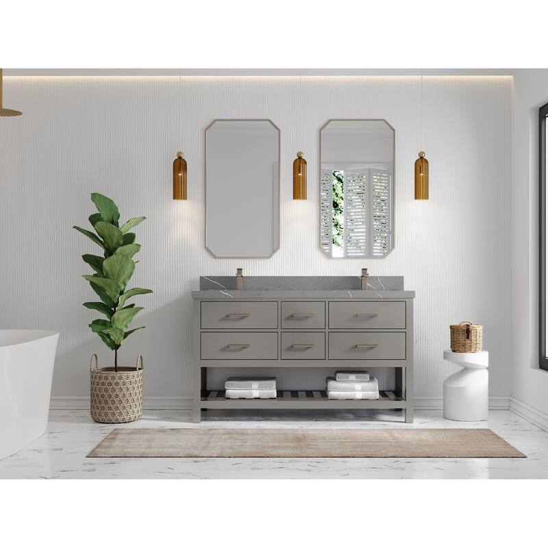 Willow Collections 60 in. W x 22 in. D Parker Double Sink Bathroom Vanity with Countertop
