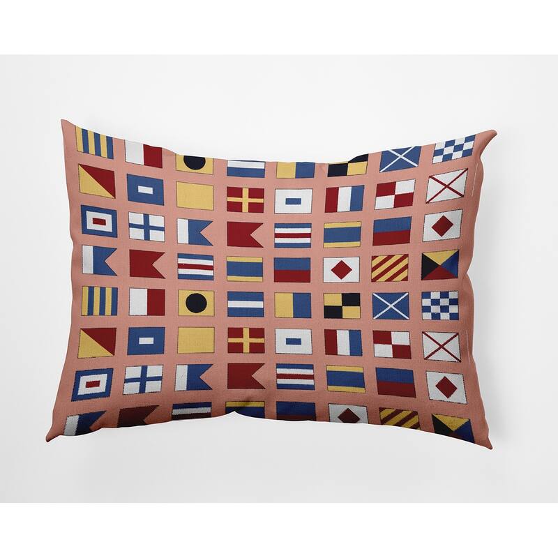 Nautical Flags Decorative Throw Pillow - 14" x 20" - Soft Coral