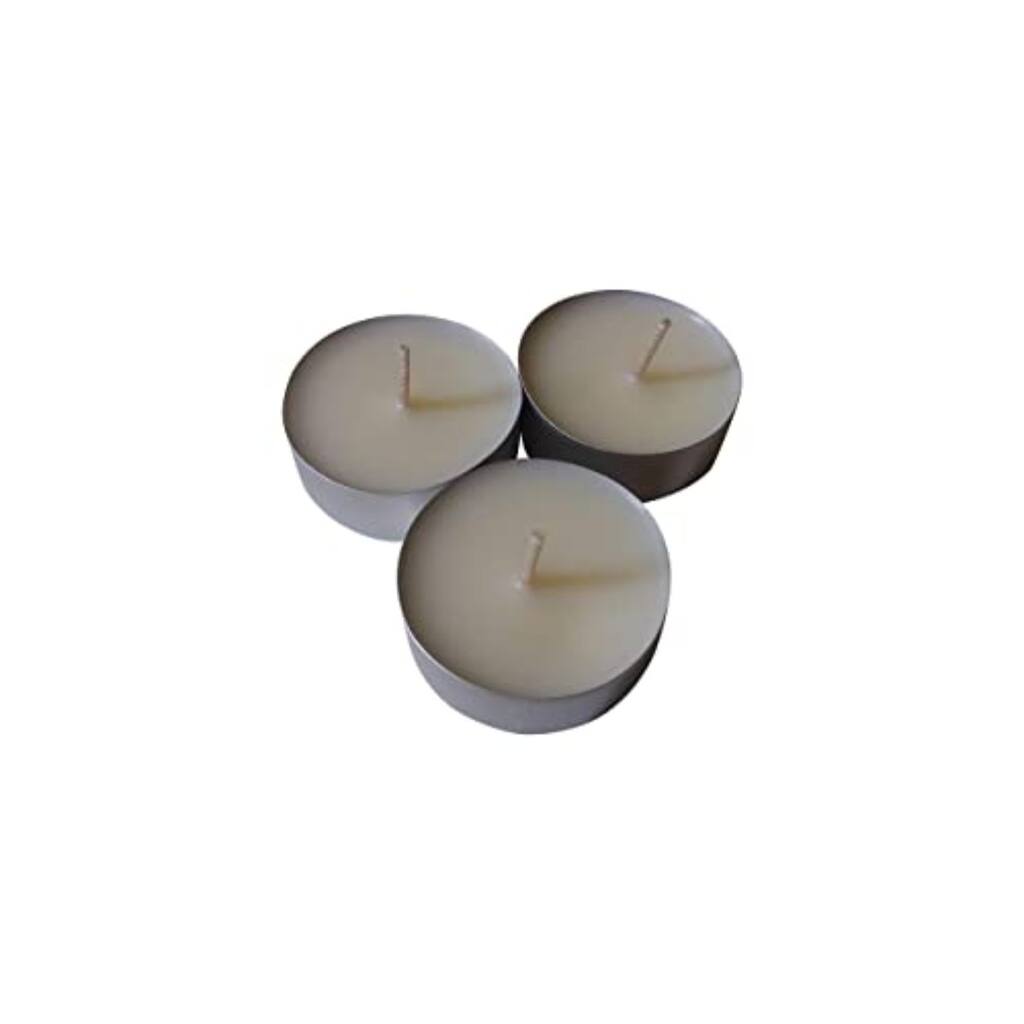 Pack of 100 Gray and White Kosher Soy Wax Tin Tealight Candles
