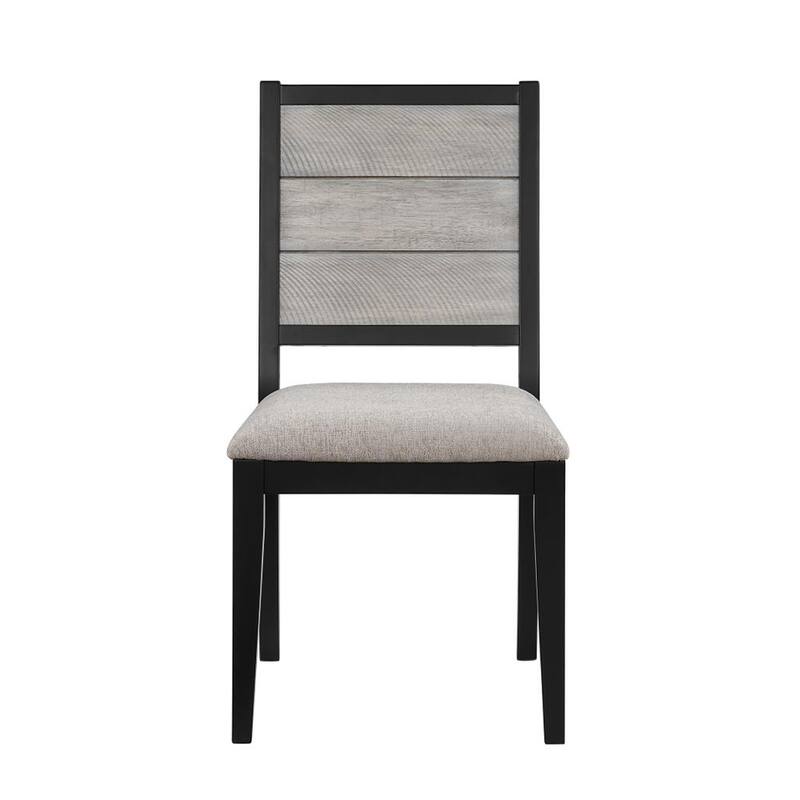Dining Chairs Set of 2, Upholstered Seat in Grey and Black