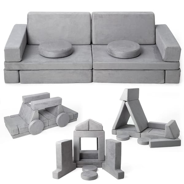 slide 2 of 6, 12 PCS Modular Kids Play Couch for Inspiring Creativity Grey