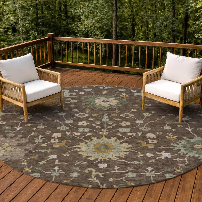 Machine Washable Indoor/ Outdoor Global Dillon Chantille Rug - Chocolate - 8' x 8'