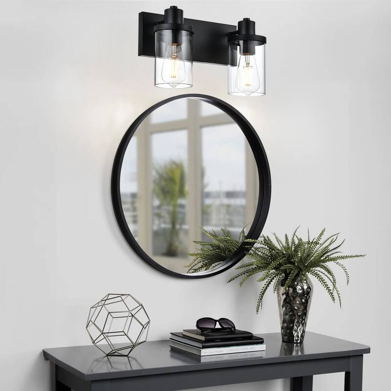2 Light Bathroom Vanity Lighting with Clear Glass Shade