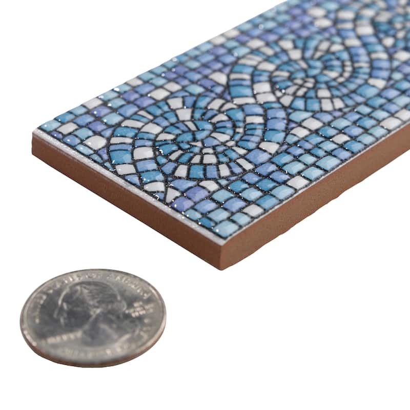 Merola Tile Captain Riptide Glacier Blue 2" x 7-7/8" Ceramic Wall Trim - (1 Tile)
