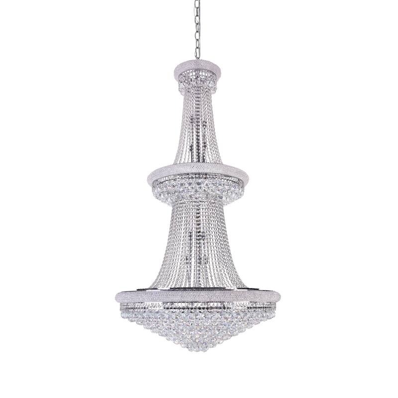 32-Light Chrome Chandelier With Clear Crystal Accents