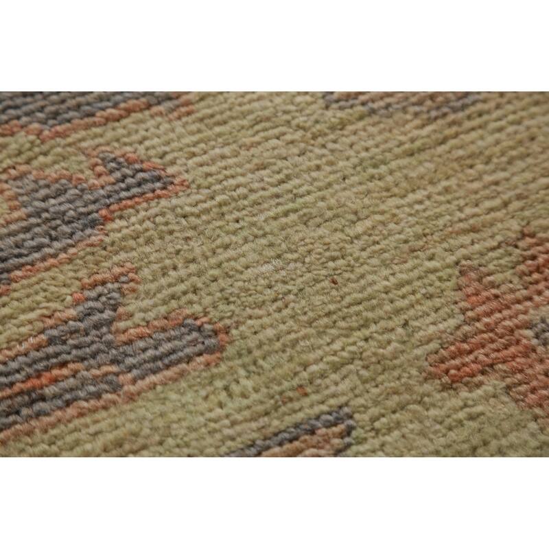 Hand Knotted Oriental 100% Wool Carpet Transitional All-Over Green Oushak Area Rug - 11' 11'' X 8' 10''