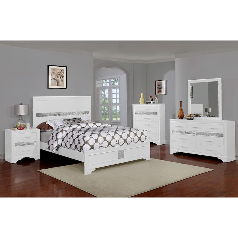 Aurora Modern Framed Wall Mirror, White Finish