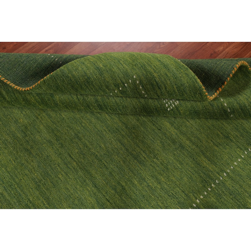 Hand Knotted Oriental 100% Wool Carpet Tribal Tribal Green Gabbeh Area Rug - 7' 9'' X 5' 8''