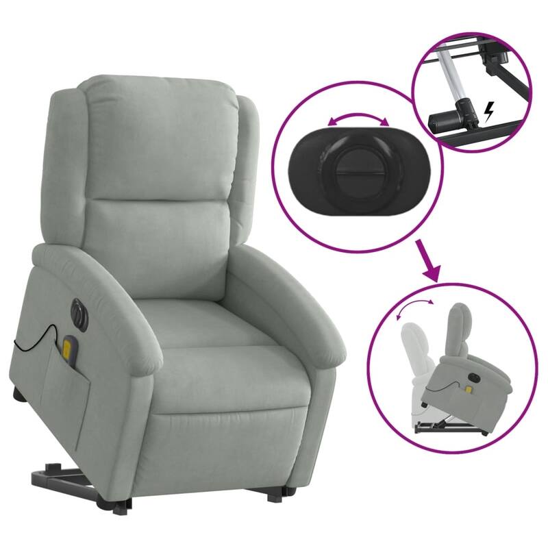 vidaXL Stand up Massage Recliner Chair Power Lift Wingback Armchair Velvet