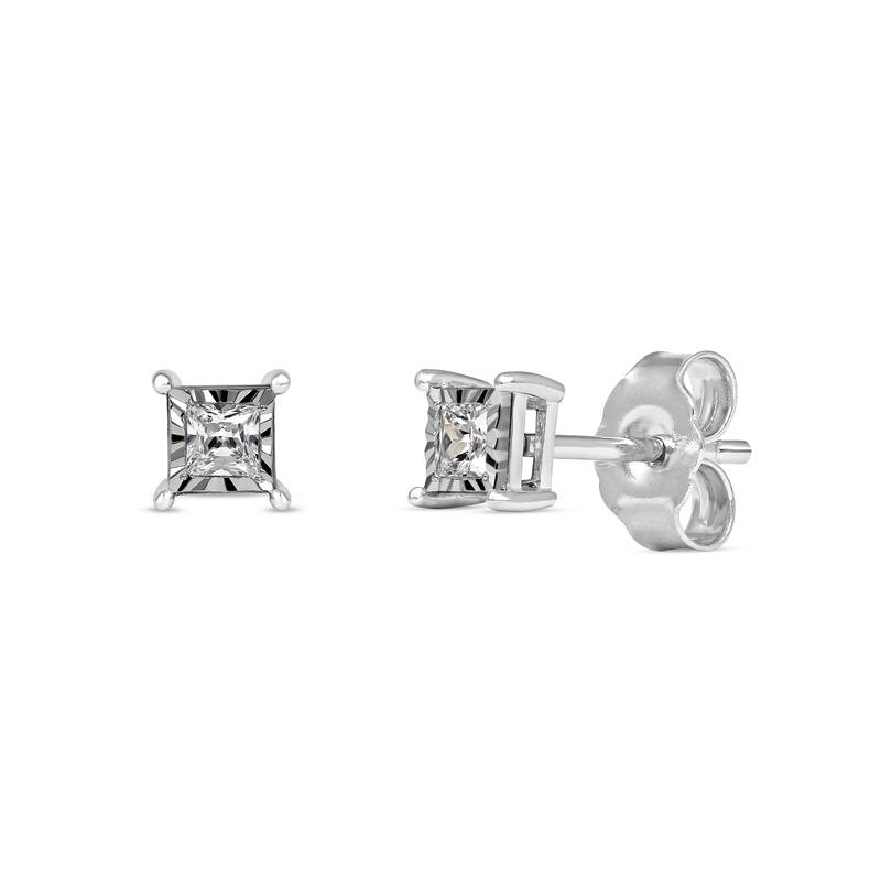 1/20ct to 3/4ct TDW Diamond Solitaire Stud Earrings in Silver for Women