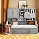 preview thumbnail 11 of 18, Convertible Twin Daybed with LED Armrests, Storage Shelving & Pop-Up Trundle by Harper&Bright Designs Grey