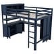 preview thumbnail 3 of 21, Full Size Pine Wood Loft Bed with Cabinet, Bookshelf, Wardrobe, and Desk