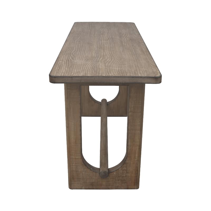 Homa Counter Table, Antique Natural Finish, Modern Arched Base 72 Inch