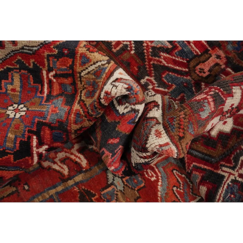 Hand Knotted Oriental 100% Wool Carpet Traditional Medallion Oranges & Rust Heriz Area Rug - 11' 10'' X 8' 9''