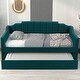 preview thumbnail 4 of 9, Twin Size Daybed Green Upholstered Sleeper Sofa Bed with Trundle