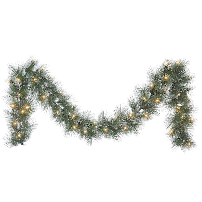 Puleo International 9 ft. x 10" Battery Operated Glittery Garland