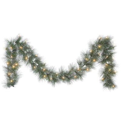 Puleo International 9 ft. x 10" Battery Operated Glittery Garland