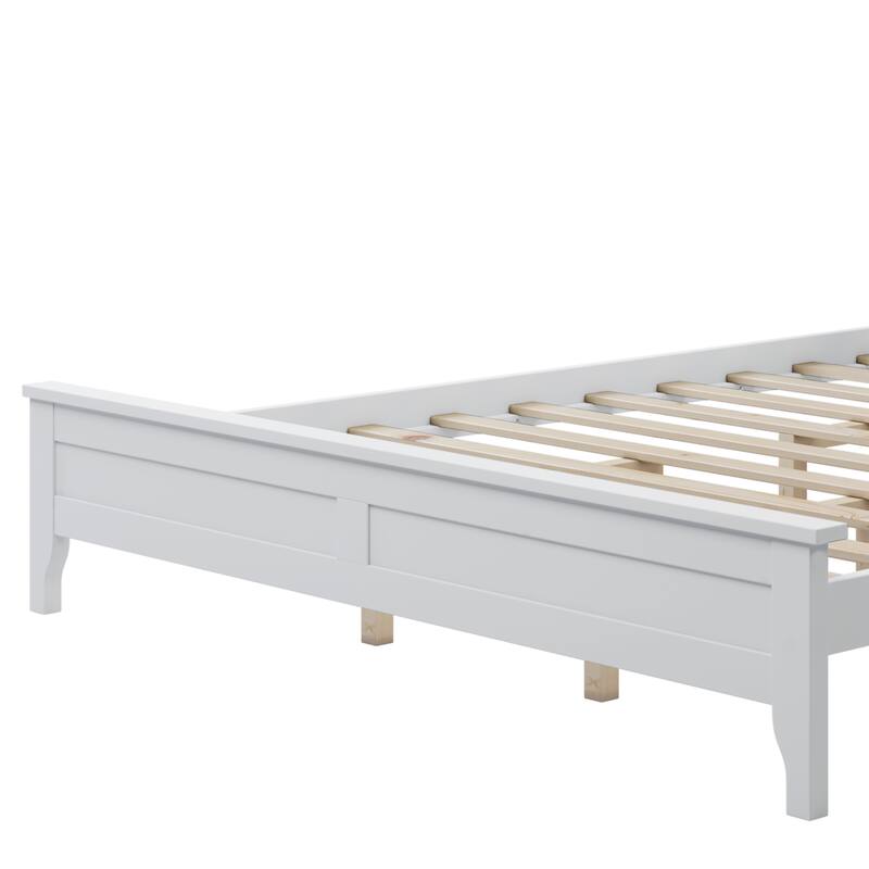 Solid Wood Queen Platform Bed Solid, tapered wood legs - White - Queen