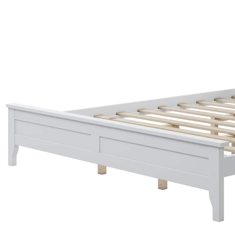 White Queen Size Modern Solid Wood Platform Bed with Wear-resistant Finish