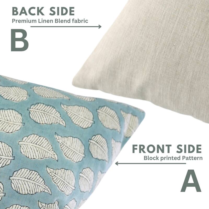 Fabdivine Vintage Leaf, Floral Pillow Cover for Chairs, Sofa, Bed or Living Room 12x20 Inch Light Blue Farmhouse Décor, Panchi