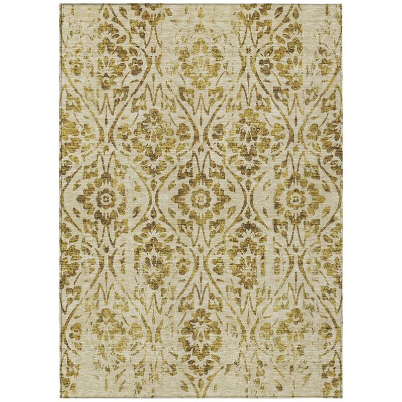 Machine Washable Indoor/ Outdoor Chantille Distressed Traditional Rug