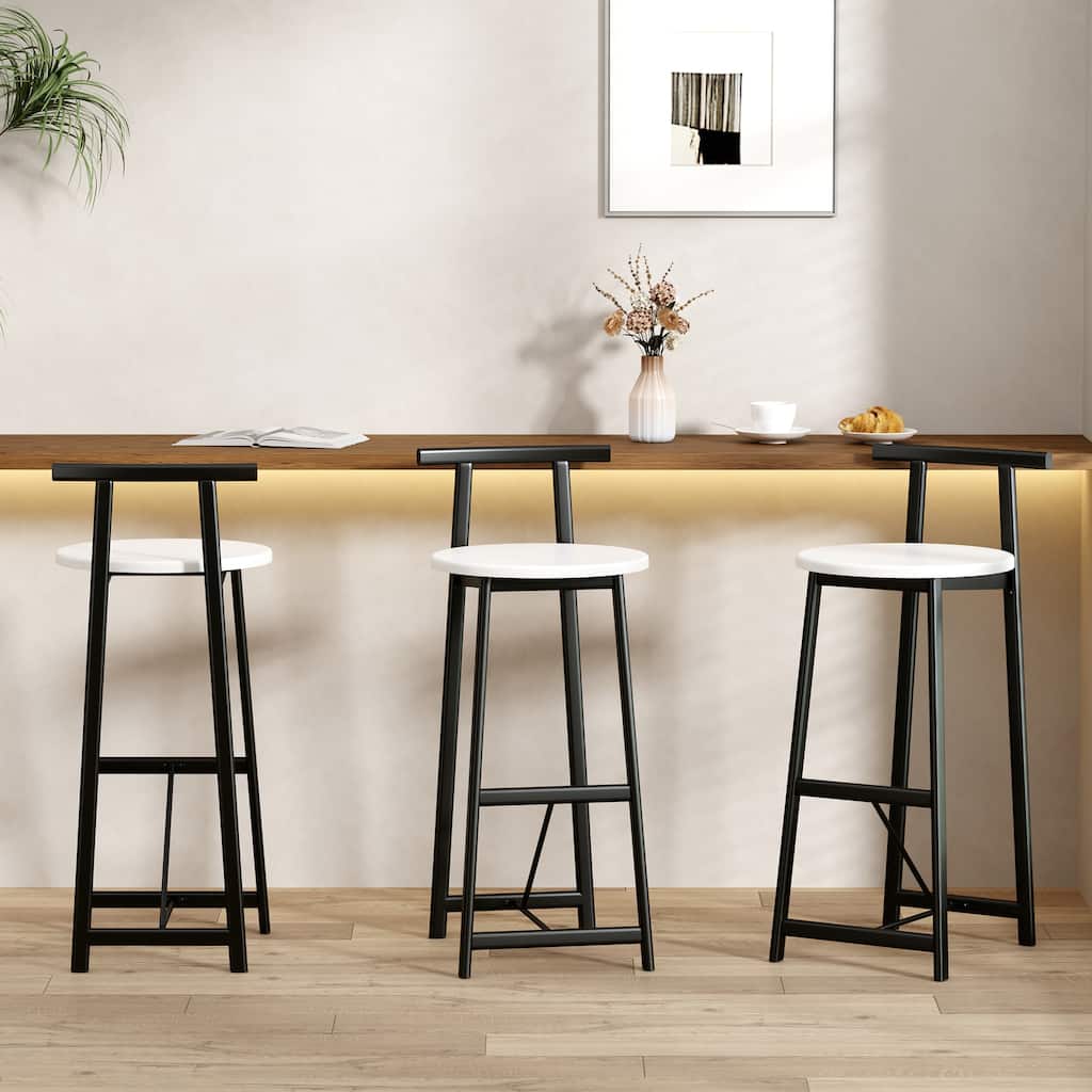 Bar Stools Kitchen Island Bar Chairs Set of 3 Metal Counter Barstools with Backrest for Dining Pub Room