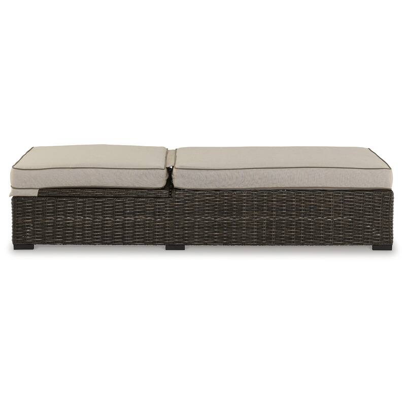 Signature Design by Ashley Coastline Bay Brown Outdoor Chaise Lounge with Cushion - 28.13" W x 76.88" D x 17.25" H