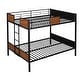 preview thumbnail 14 of 14, Full Over Full Bunk Bed with Steel Rail & Ladder - Rustic & Stylish