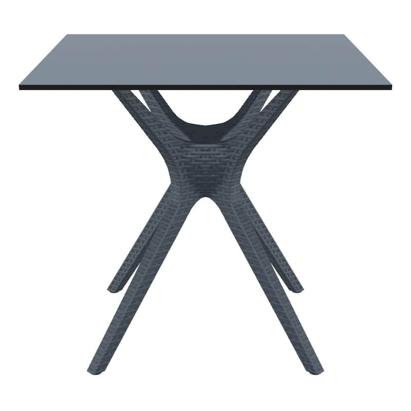 31.5" Gray Solid Square Patio Dining Table