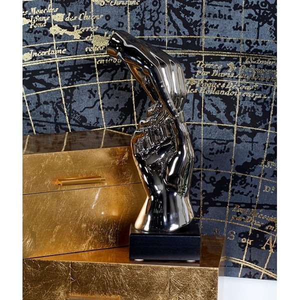 slide 2 of 10, Silver Polystone Hands Decorative Sculpture - 5 x 4 x 13