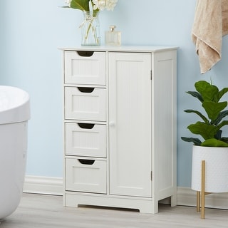 Dorset 21cm wide narrow white bathroom storage furnitue with 4 drawers