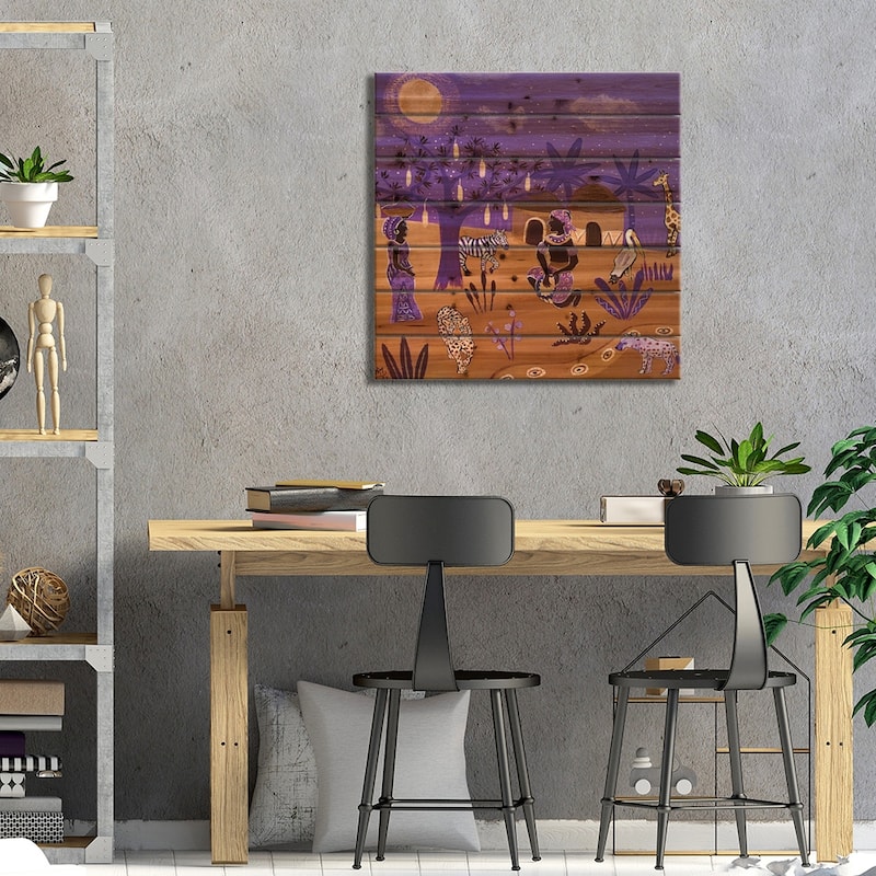 Drum Serenade Print On Wood by Magali Modoux - Multi-Color